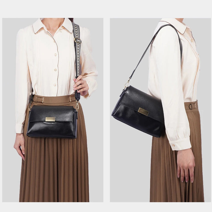 Bolsa Transversal de Couro Genuíno Zency | Cross Body Bags | Cores variadas | Lateral | Vivièn