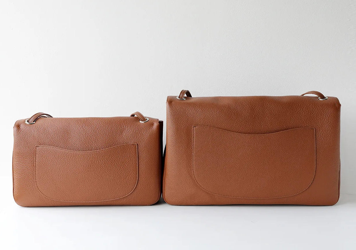 Bolsa Turim caramelo em vistas frontal e traseira | Vivièn