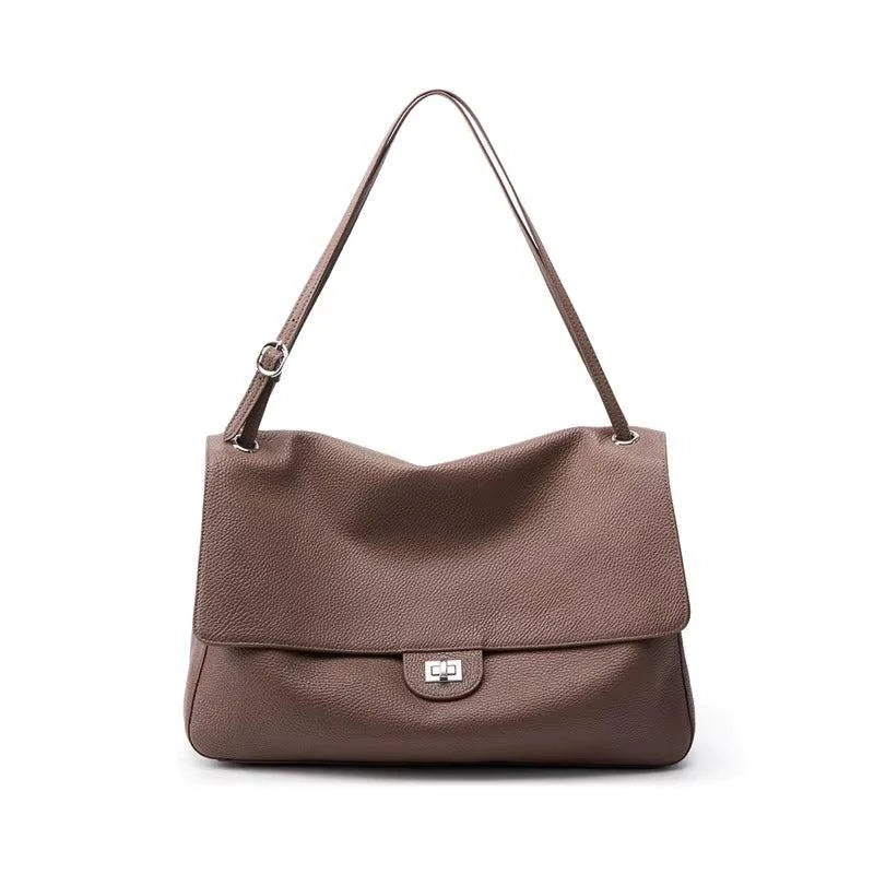 Bolsa Turim taupe em couro granulado | Vivièn