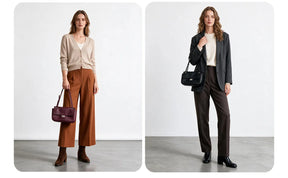 Bolsa Turim vinho e preta em looks elegantes | Vivièn