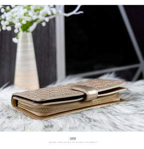 Carteira Feminina de Couro Dominique | Wallets | Dourada | Detalhe 11 | Vivièn