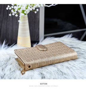Carteira Feminina de Couro Dominique | Wallets | Dourada | Detalhe 12 | Vivièn
