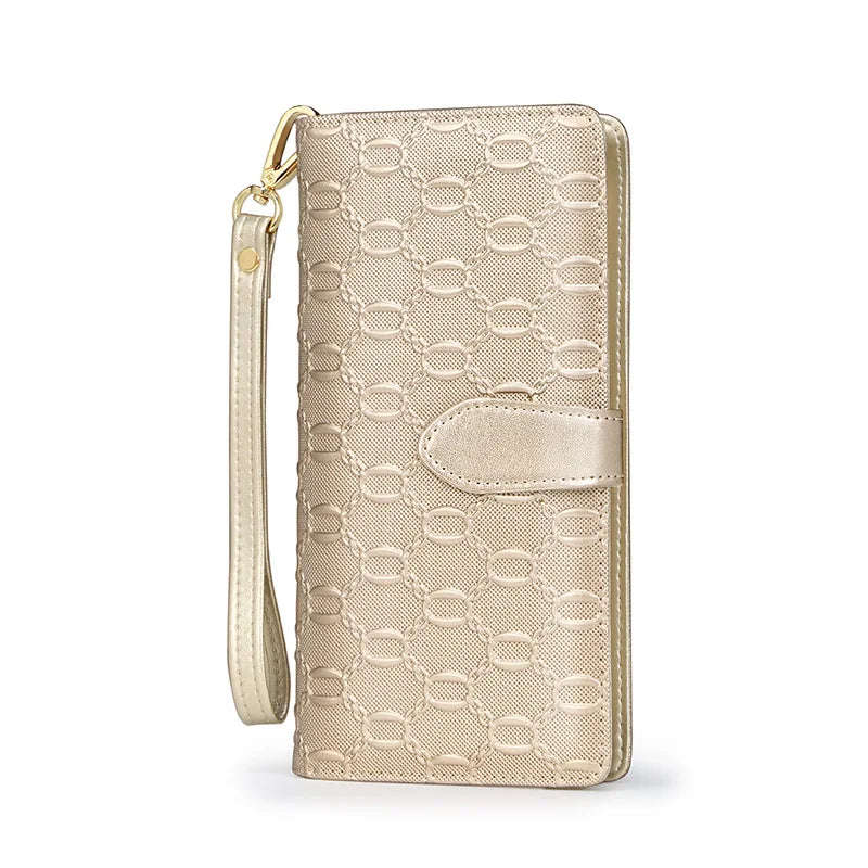 Carteira Feminina de Couro Dominique | Wallets | Dourada | Detalhe 13 | Vivièn