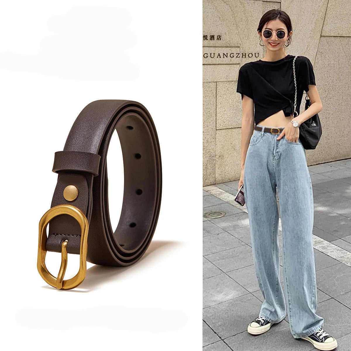 Cinto Feminino de Couro Astrid | Belts | Cores variadas | Costas | Vivièn