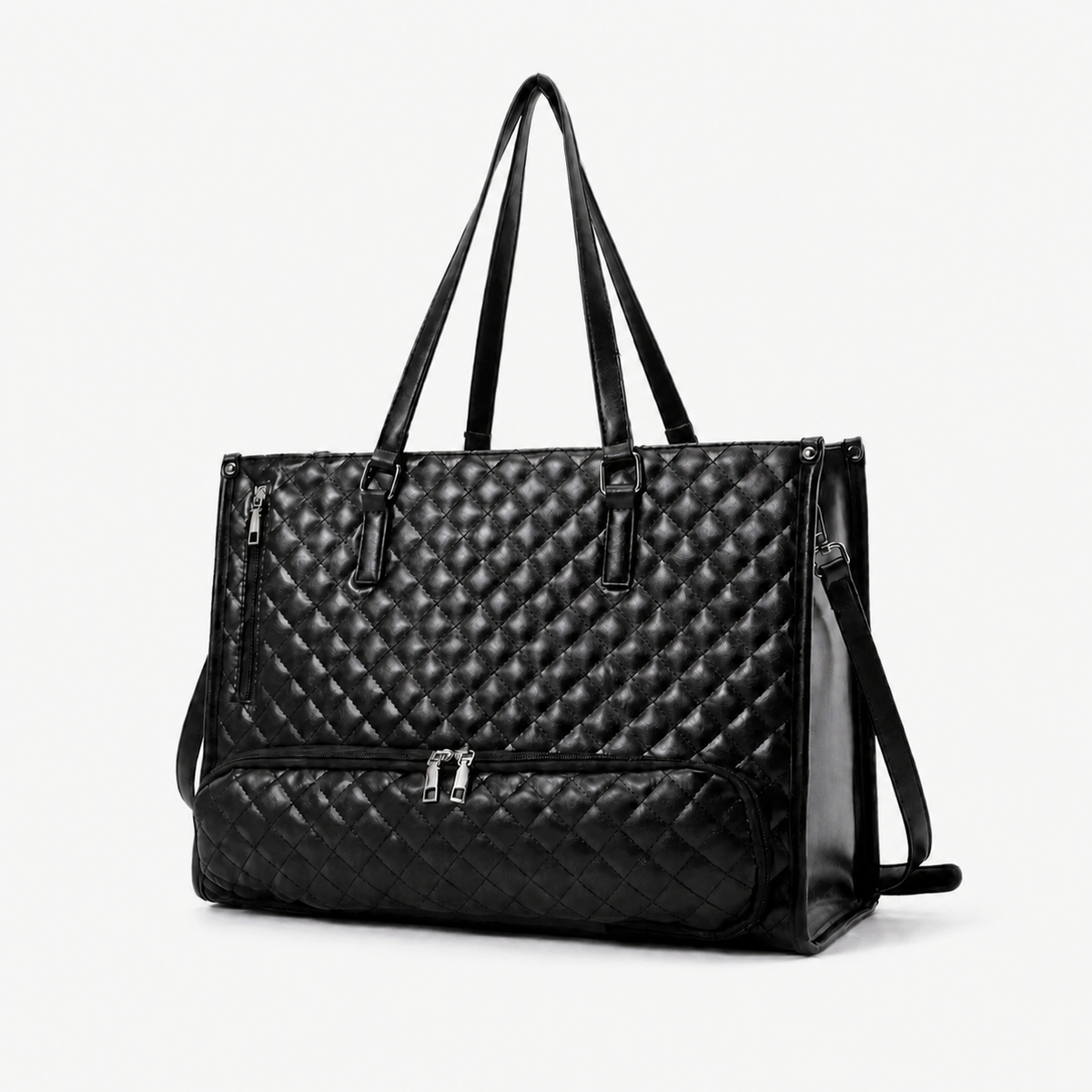 Bolsa Tote Workday preta fechada em vista frontal | Vivièn