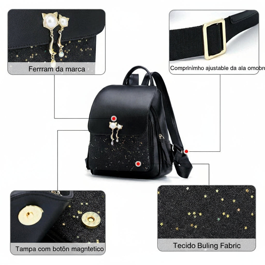 Mochila Feminina Ava | Backpacks | Preto | Detalhe 3 | Vivièn