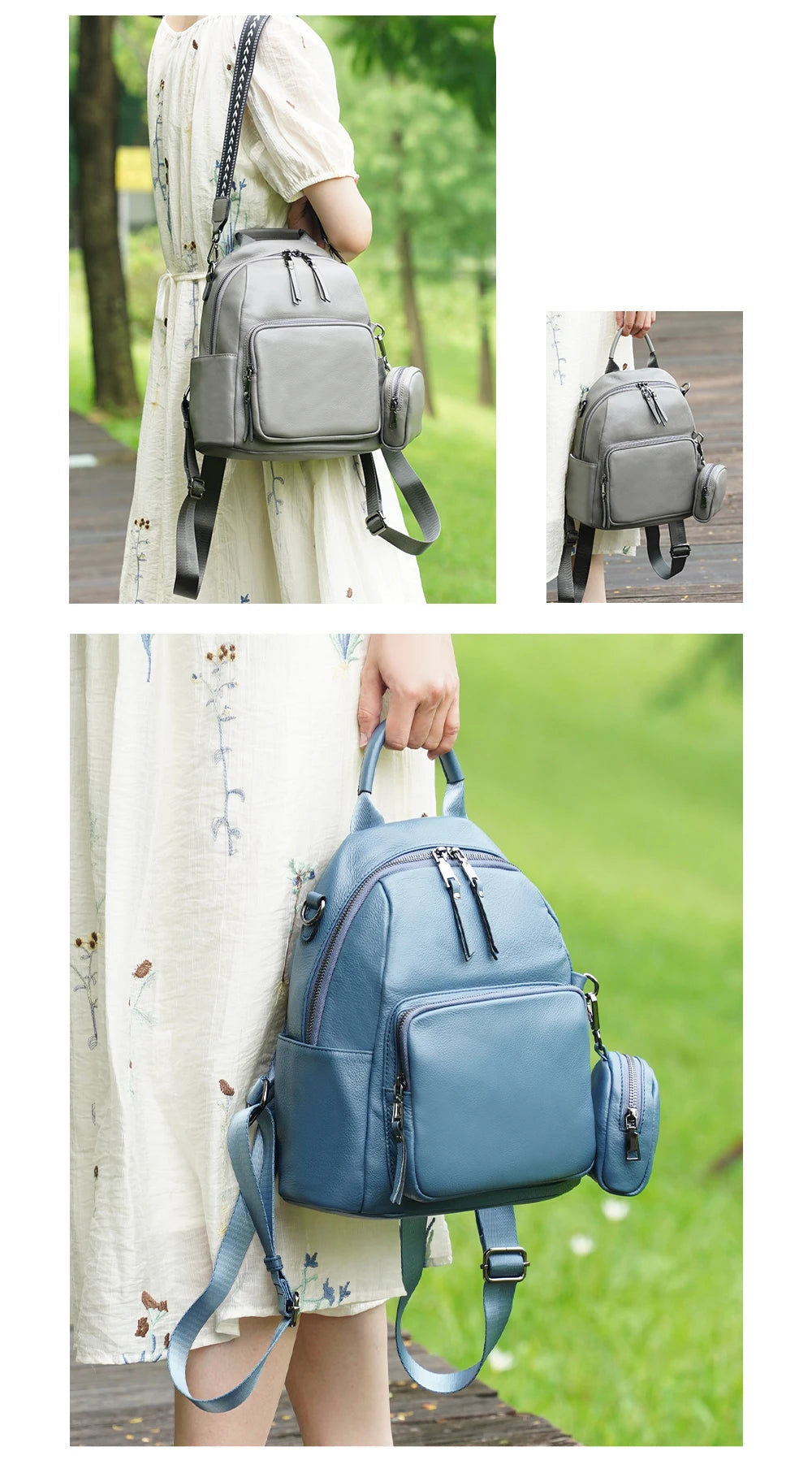 Mochila Feminina de Couro Genuíno Antonella | Backpacks | Cores variadas | Detalhe 1 | Vivièn