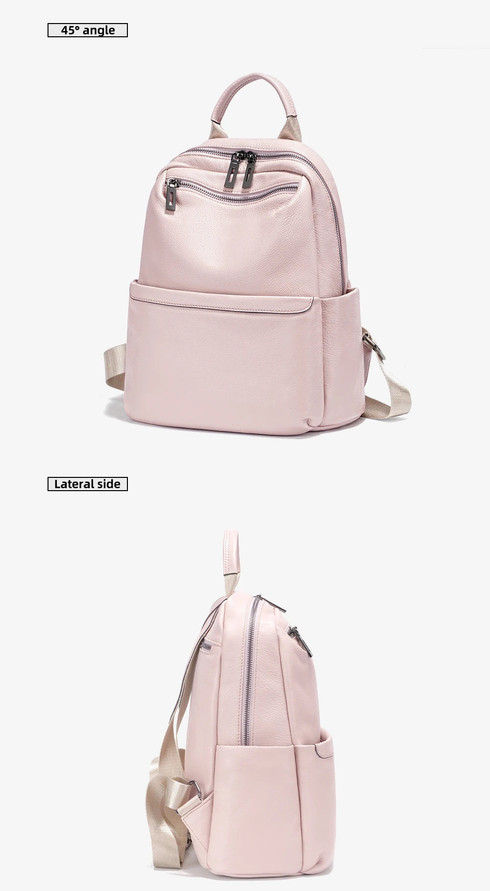 Mochila Feminina de Couro Genuíno Gabrielle | Backpacks | Cores variadas | Detalhe 4 | Vivièn